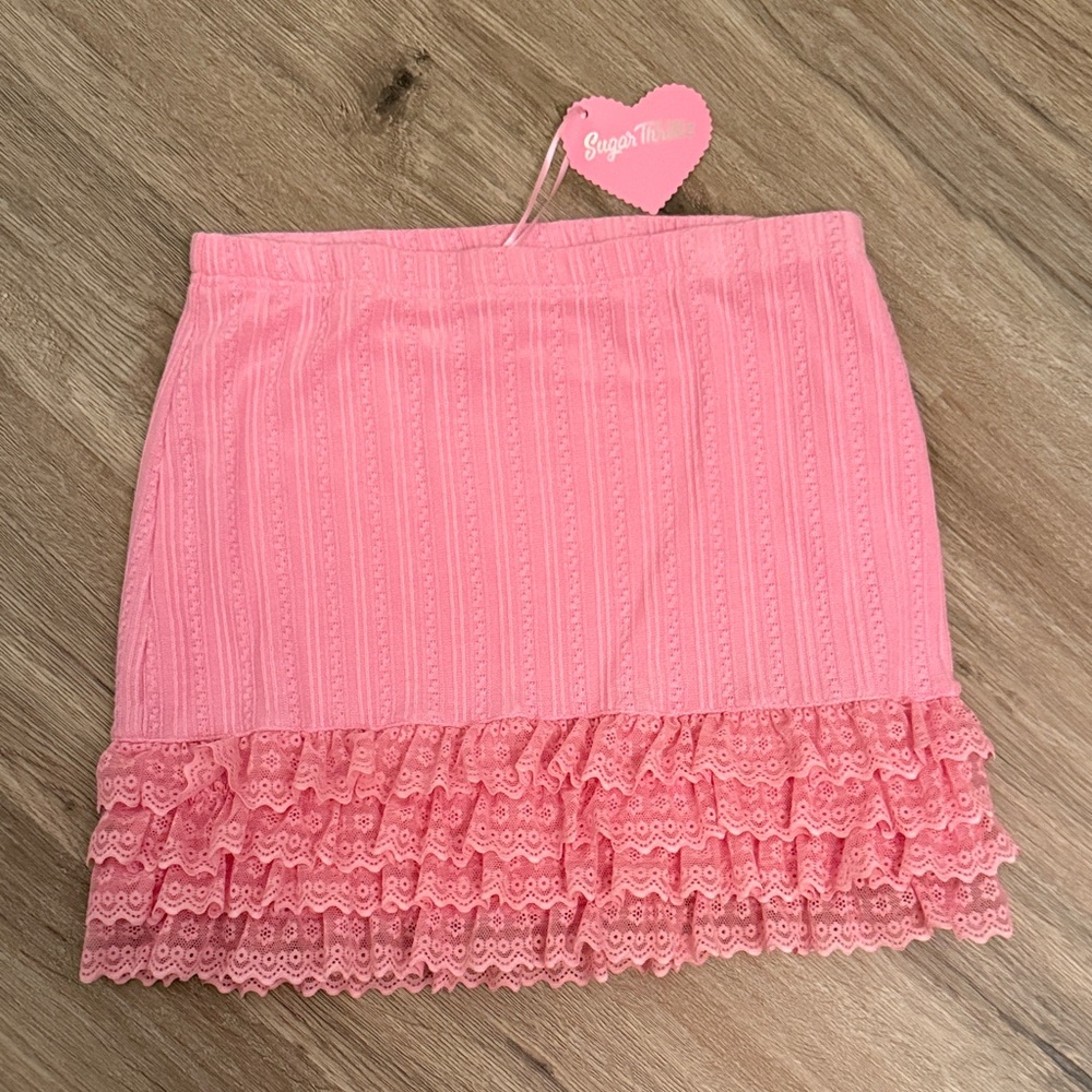 Sugar Thrillz Pink Ruffle Mini Skirt